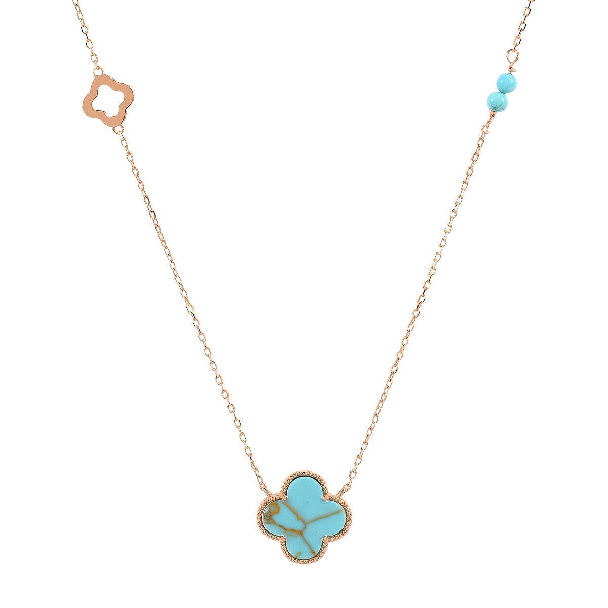 Rose gold store and turquoise necklace