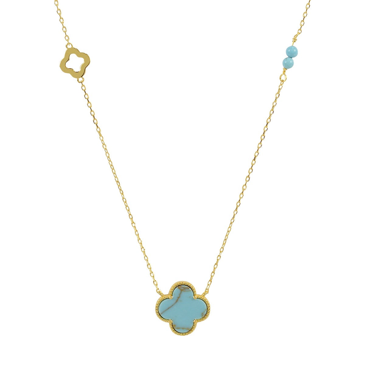 Gold necklace with 2024 turquoise stone