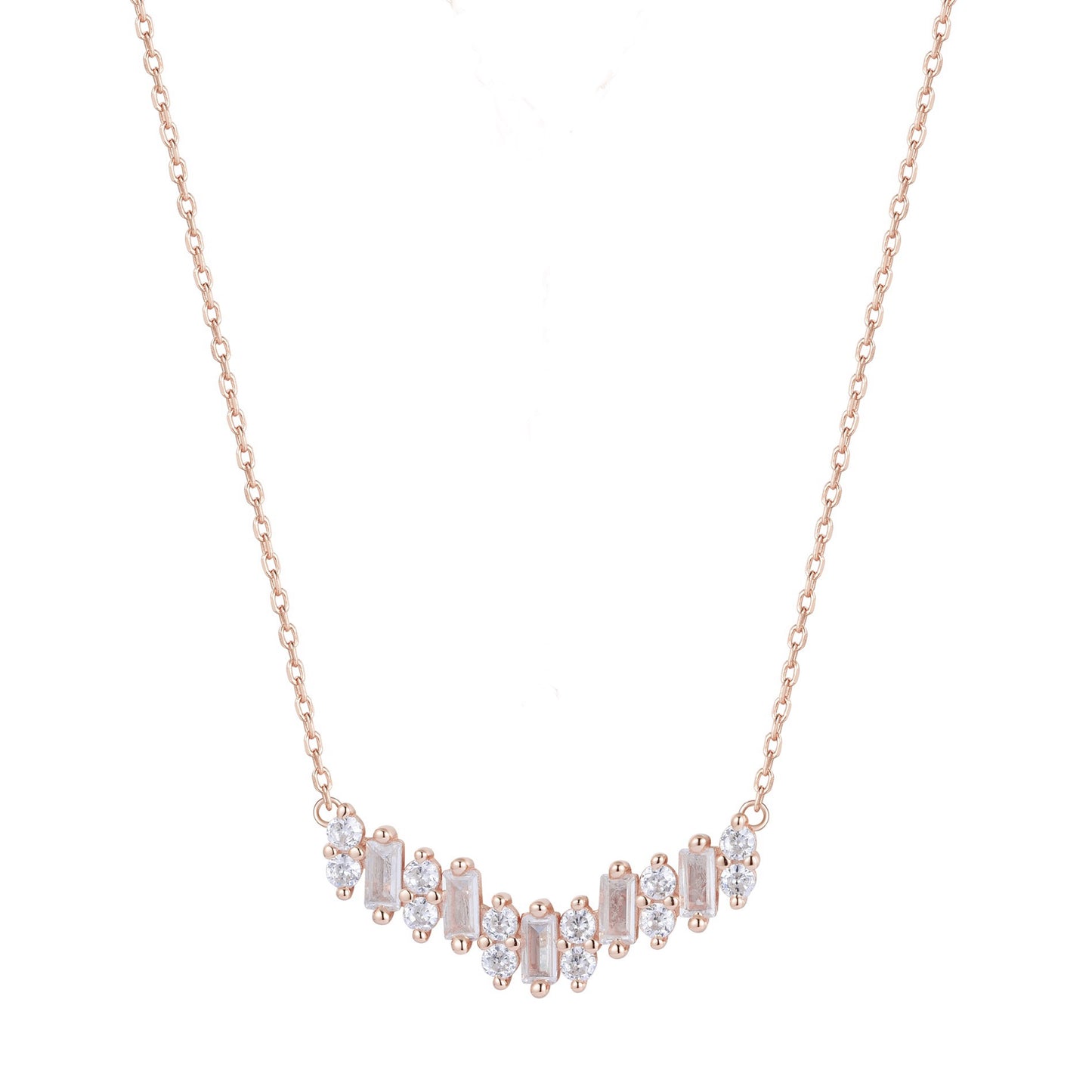 PIA BAGUETTE CRYSTAL ROSE GOLD NECKLACE