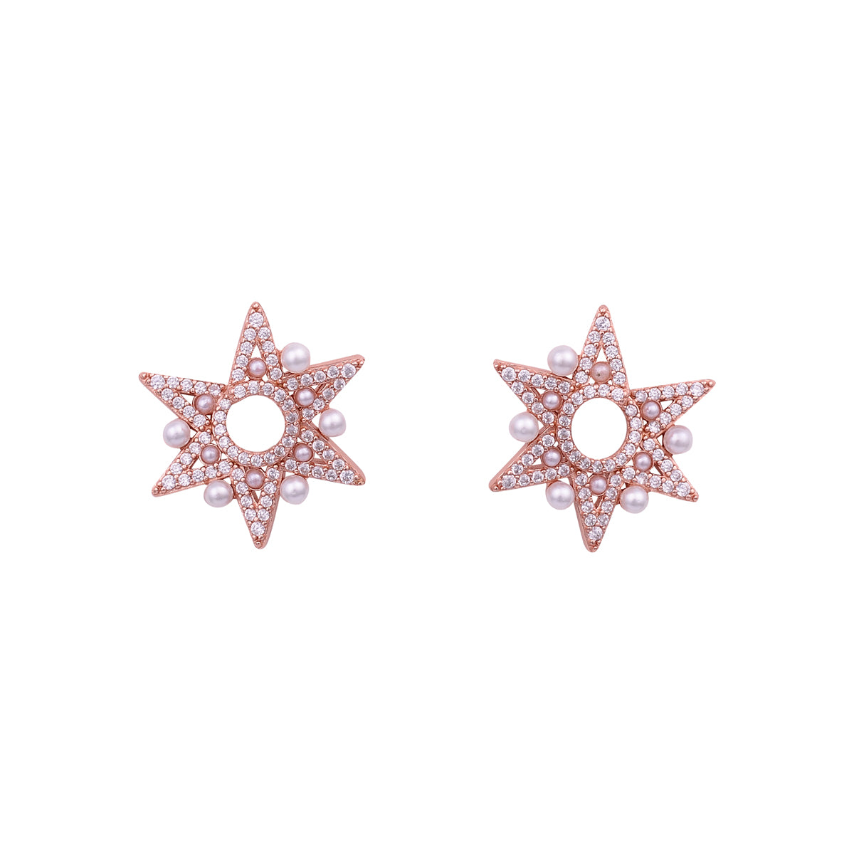 18K ROSE GOLD VERMEIL CELESTE PEARL STAR EARRINGS