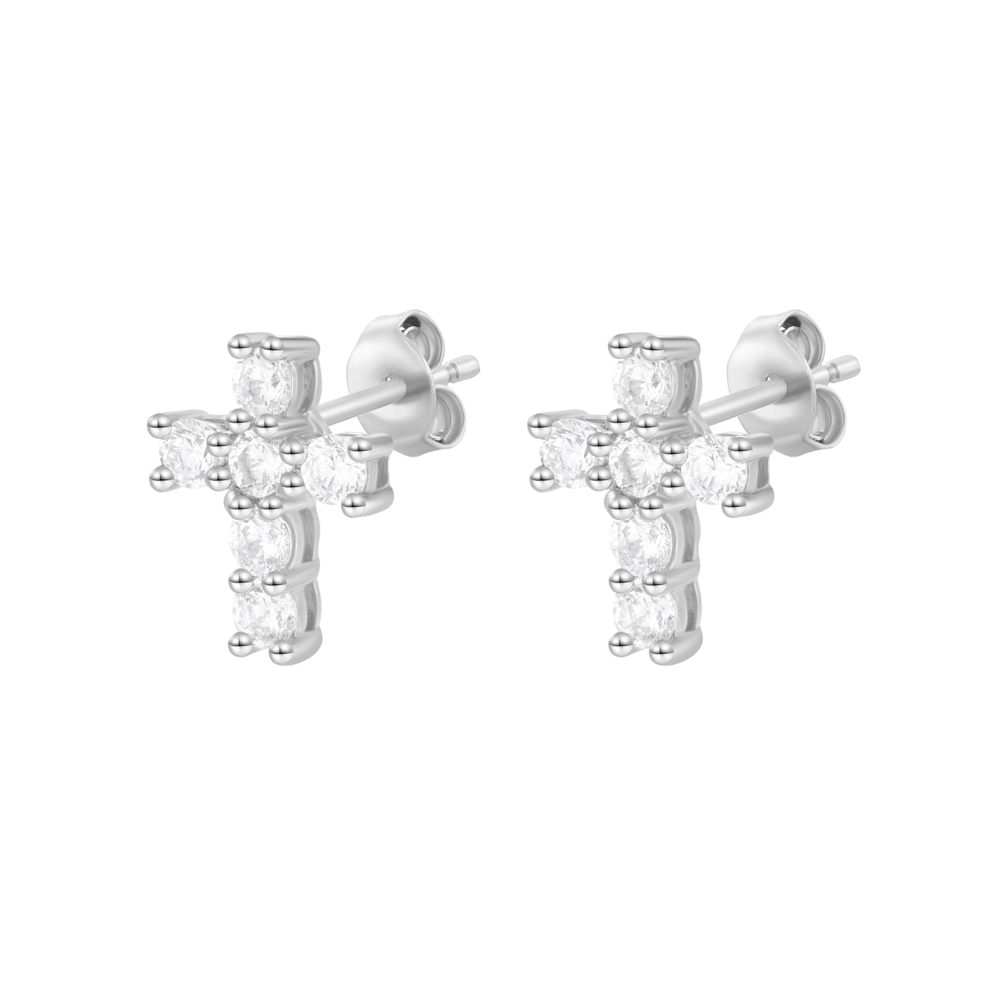 EDEN MINI CROSS SILVER EARRINGS