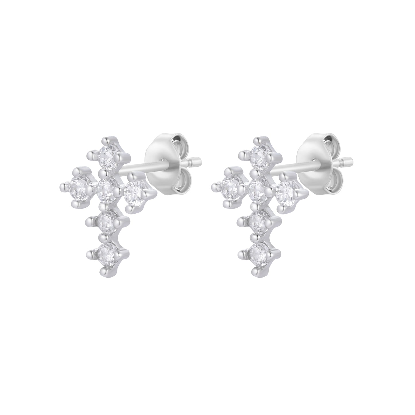 ANISE MINI CROSS SILVER EARRINGS