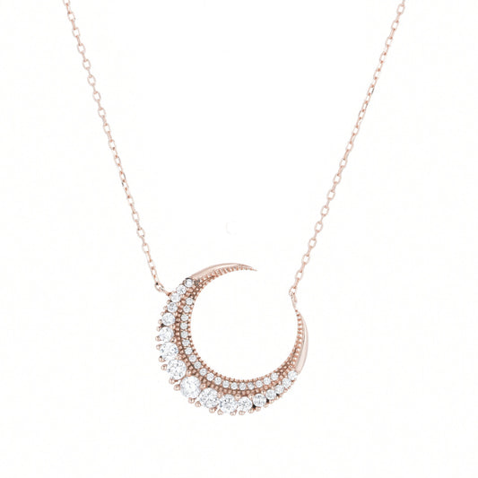 ELARA CRYSTAL ECLIPSE MOON ROSE GOLD NECKLACE