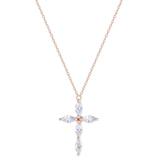 NERIAH CROSS ROSE GOLD NECKLACE