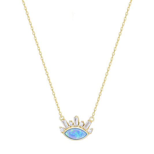 ENIGMA OPALITE EVIL EYE GOLD NECKLACE