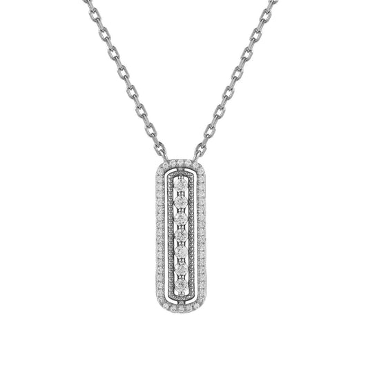 CATHERINE VINTAGE CRYSTAL BAR SILVER NECKLACE