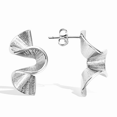 RIBBON SILVER EARRINGS