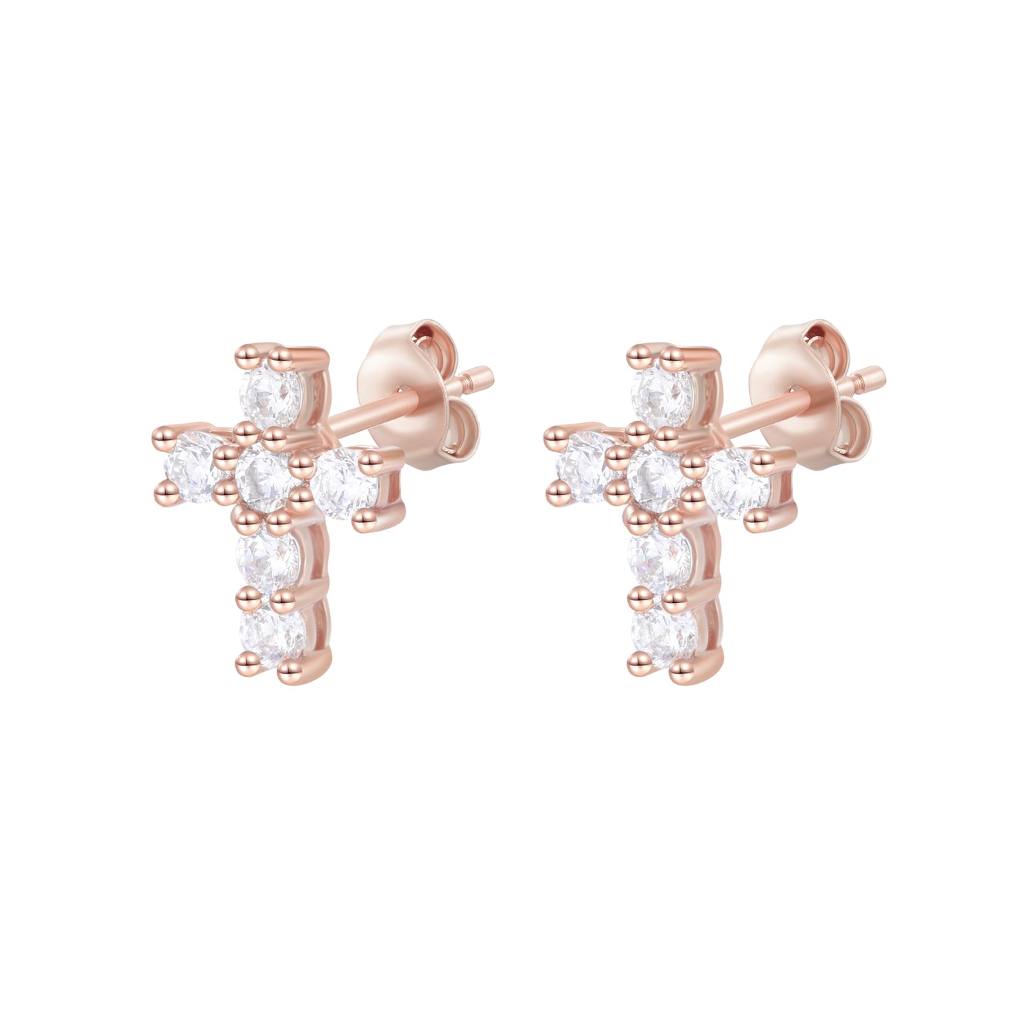 EDEN MINI CROSS ROSE GOLD EARRINGS