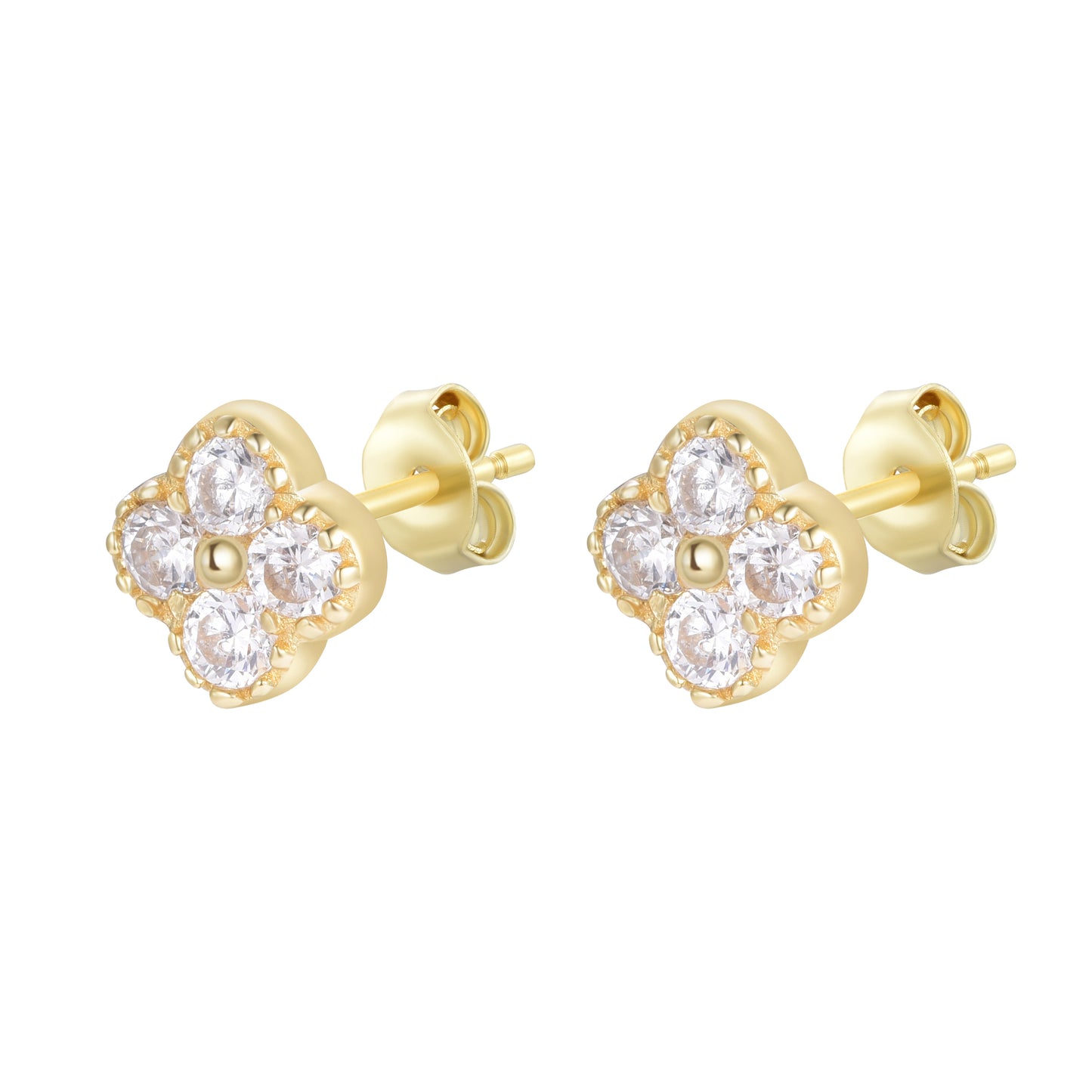 MIA MINI CRYSTAL CLOVER GOLD EAR STUDS