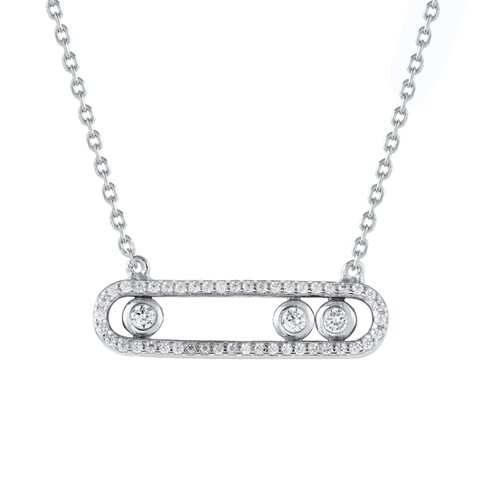 LEONA SLIDING CRYSTAL SILVER NECKLACE