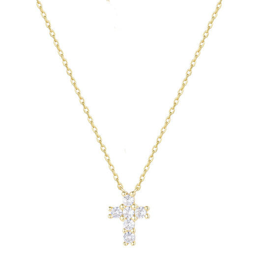 EDEN CRYSTAL CROSS GOLD NECKLACE