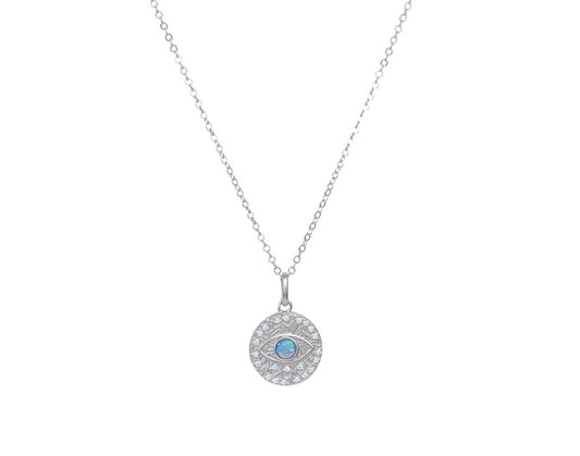 AZTEC VINTAGE EVIL EYE SILVER NECKLACE