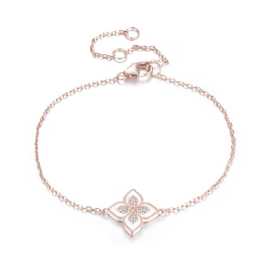 OLIVIA WHITE CRYSTAL FLOWER ROSE GOLD BRACELET