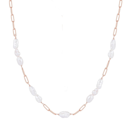 LULU FRESHWATER PEARL ROSE GOLD NECKLACE