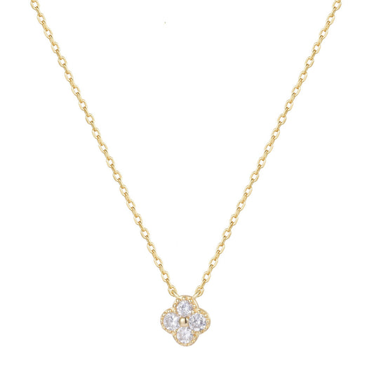 MIA MINI CRYSTAL CLOVER GOLD NECKLACE