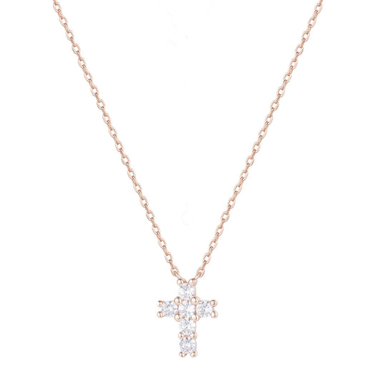 EDEN CRYSTAL CROSS ROSE GOLD NECKLACE