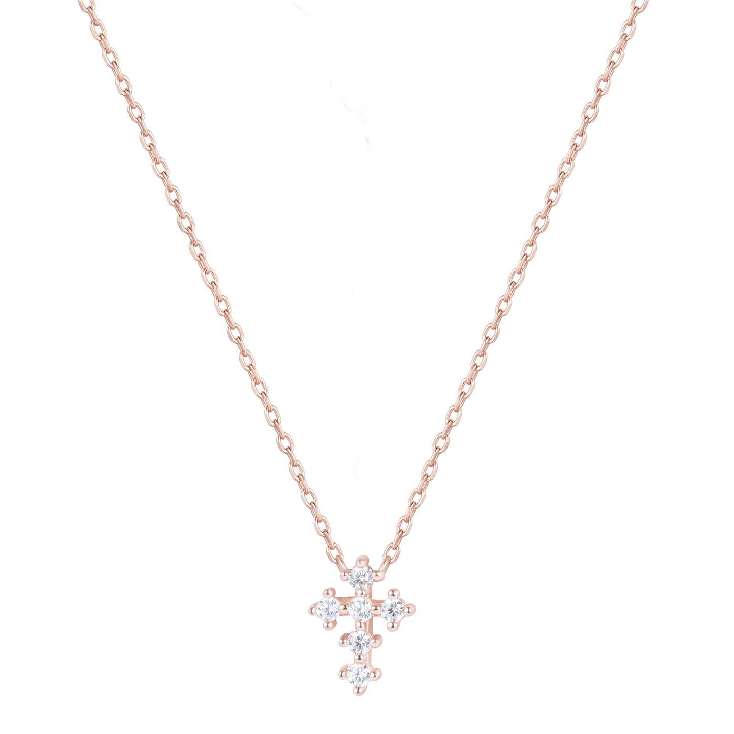 ANISE CRYSTAL MINI CROSS ROSE GOLD NECKLACE