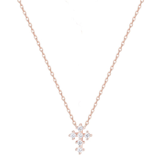 ANISE CRYSTAL MINI CROSS ROSE GOLD NECKLACE