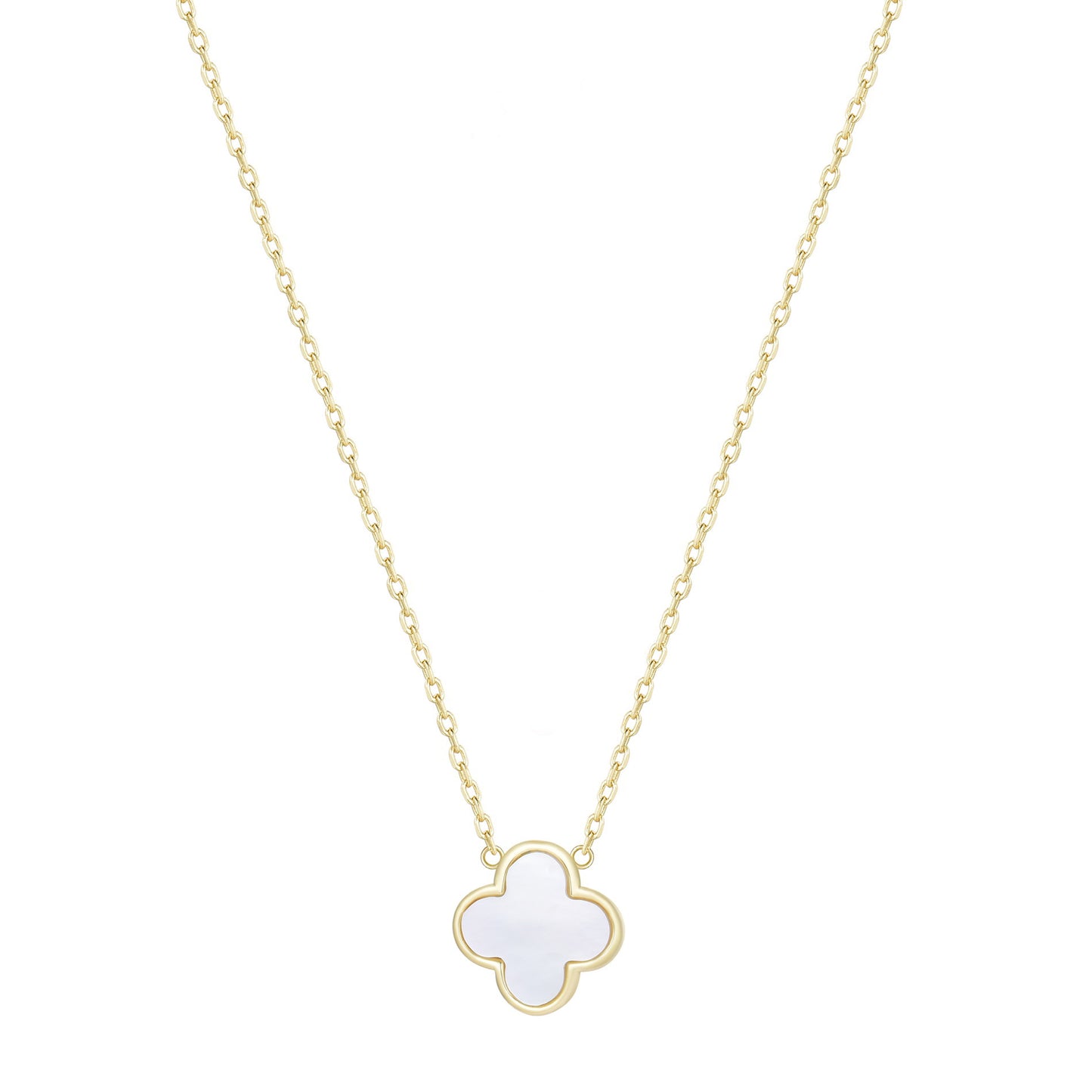 AZARIA MOTHER OF PEARL CLOVER GOLD NECKLACE