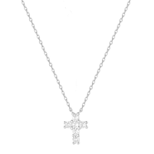 EDEN CRYSTAL CROSS SILVER NECKLACE