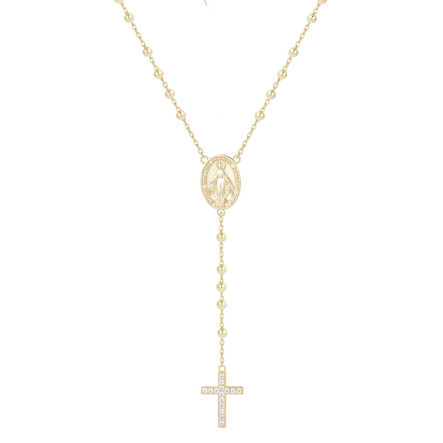 DIVINITY SHORT ROSARY GOLD NECKLACE