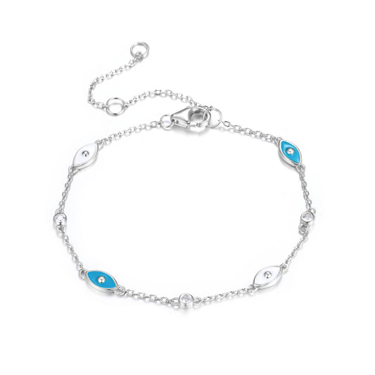 RHEA MINI EVIL EYE SILVER BRACELET