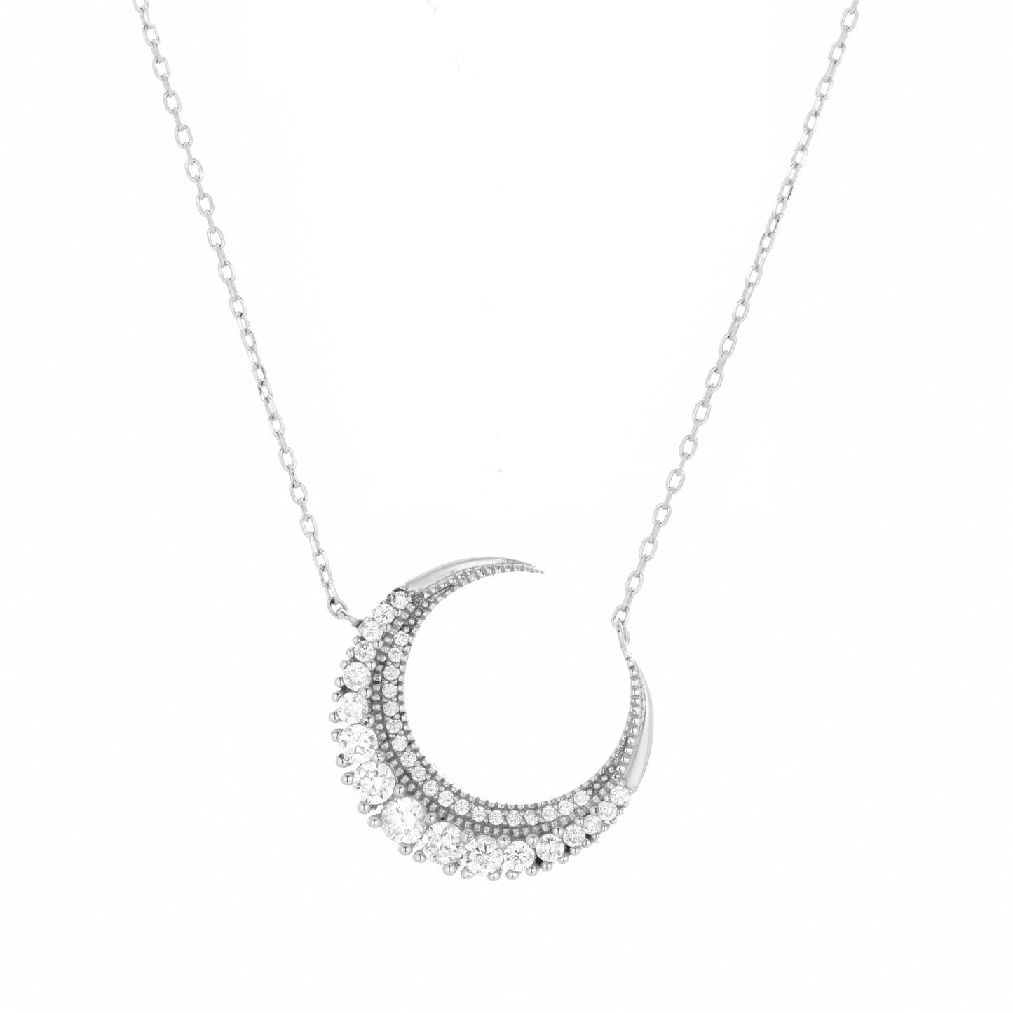 ELARA CRYSTAL ECLIPSE MOON SILVER NECKLACE