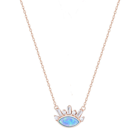 ENIGMA OPALITE EVIL EYE ROSE GOLD NECKLACE