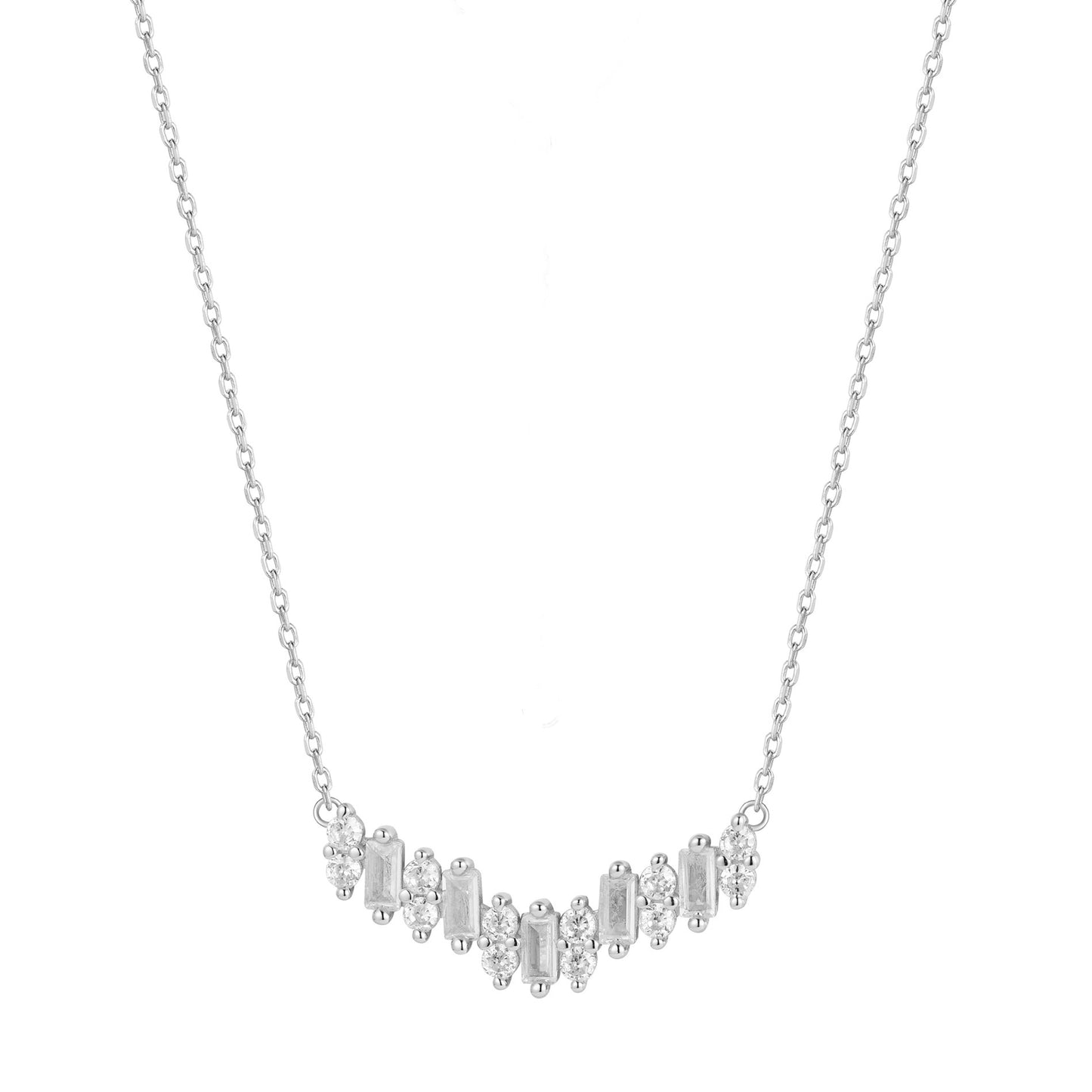 PIA BAGUETTE CRYSTAL SILVER NECKLACE