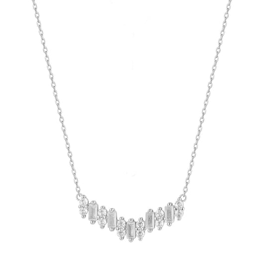 PIA BAGUETTE CRYSTAL SILVER NECKLACE