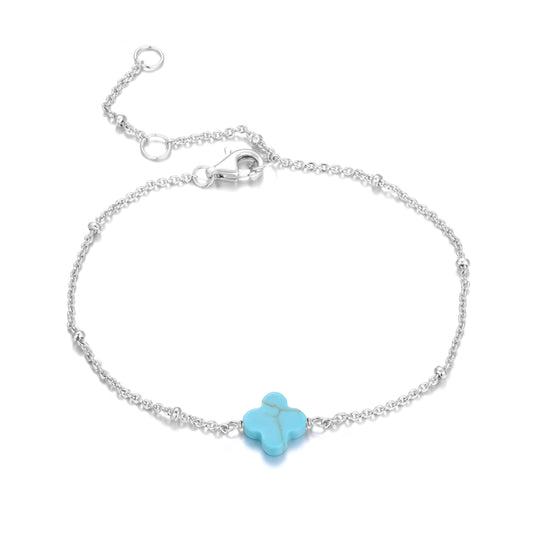 MALANI TURQUOISE CLOVER SILVER BRACELET