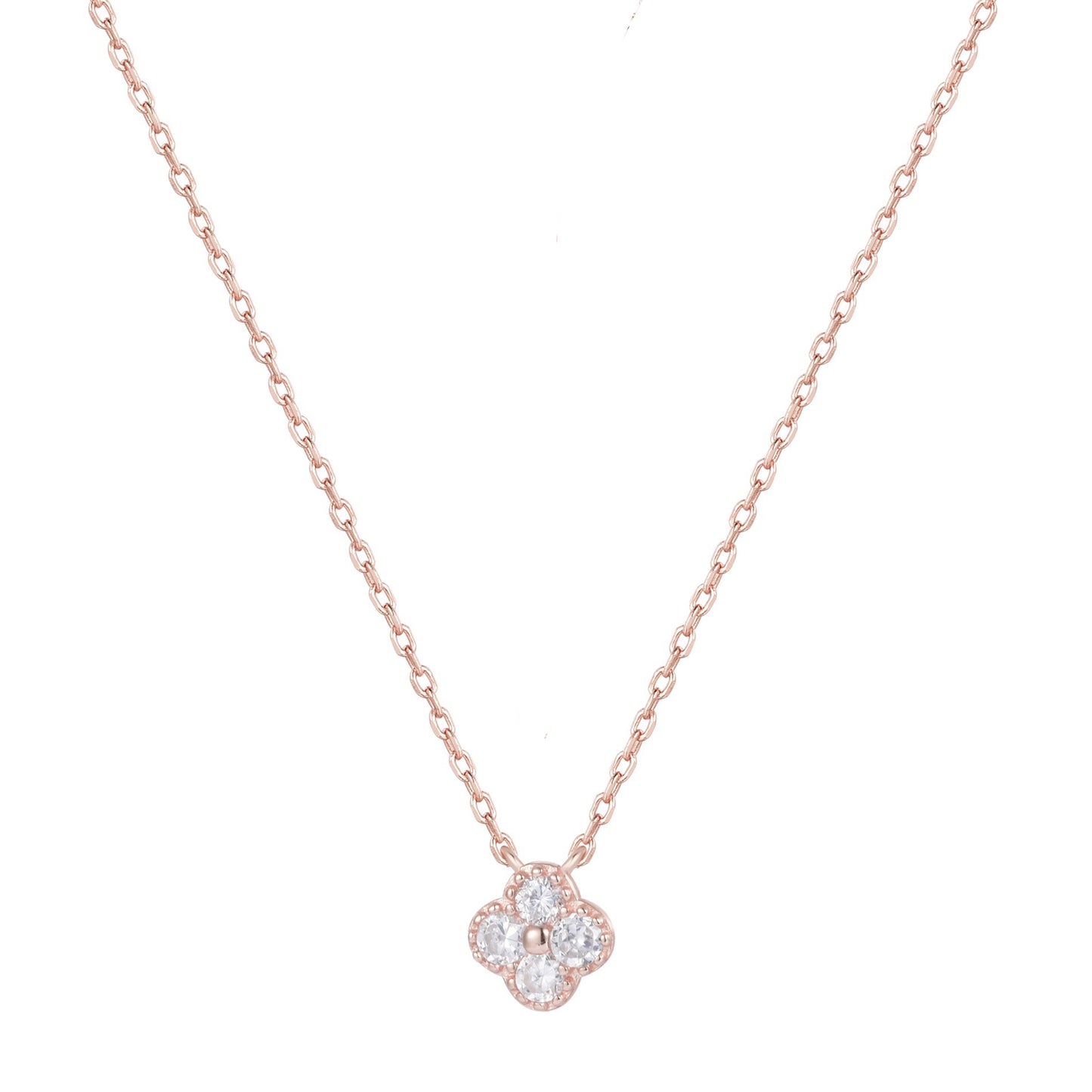 MIA MINI CRYSTAL CLOVER ROSE GOLD NECKLACE