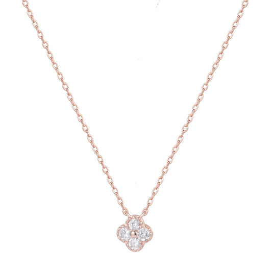 MIA MINI CRYSTAL CLOVER ROSE GOLD NECKLACE