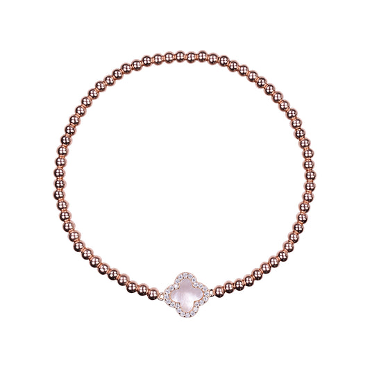 MALIA PEARL CLOVER BEADED ROSE GOLD BRACELET