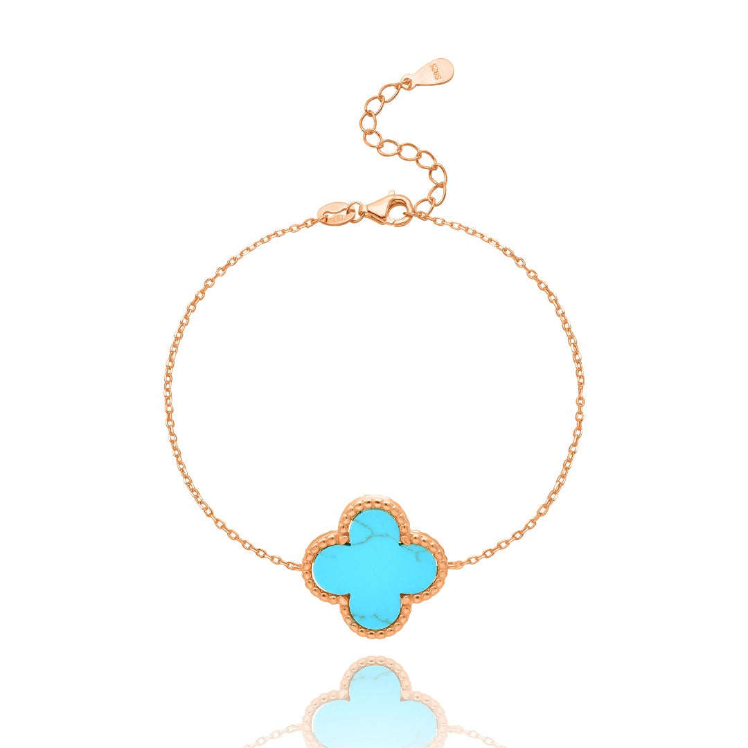 NAIA TURQUOISE CLOVER ROSE GOLD BRACELET