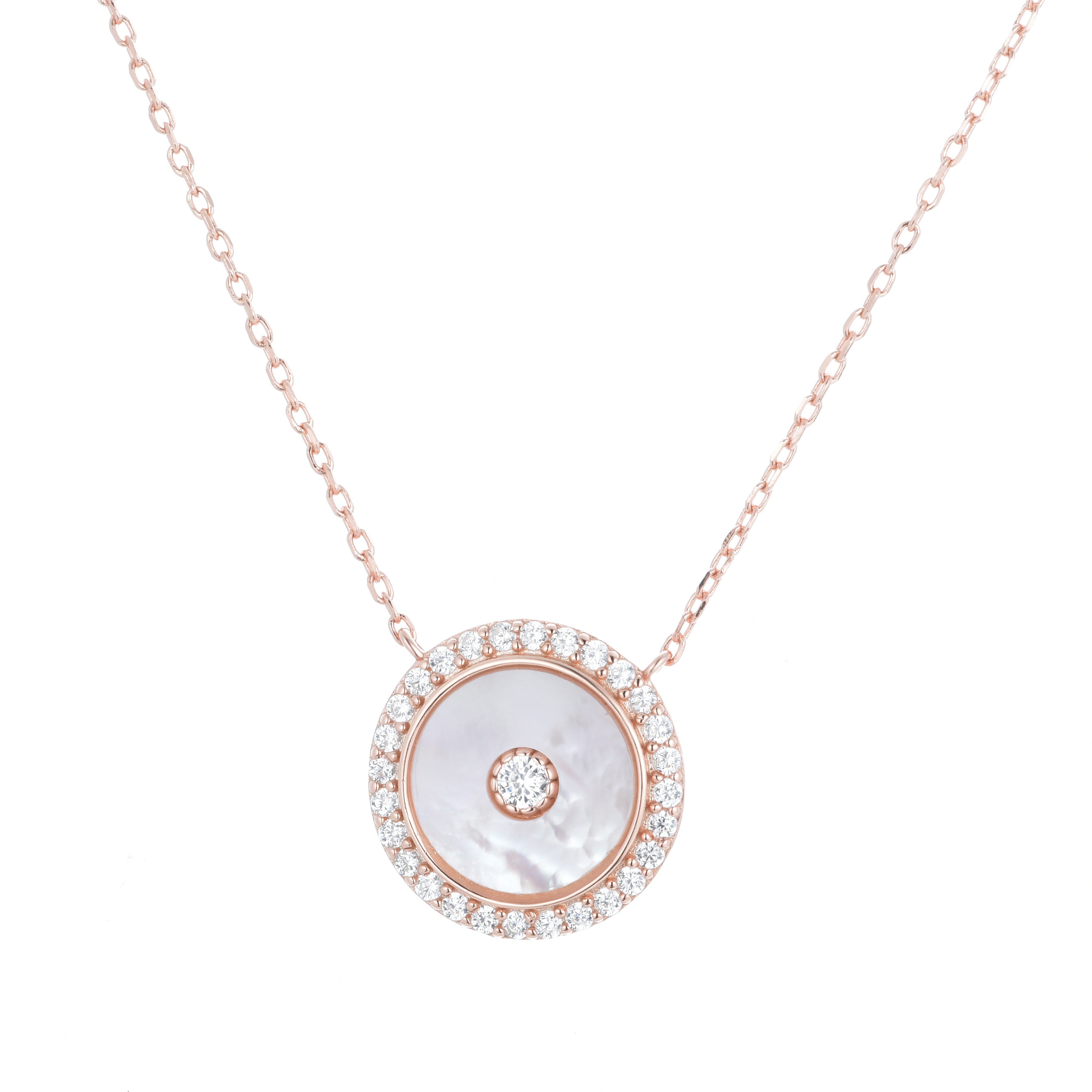 Rose gold round deals necklace