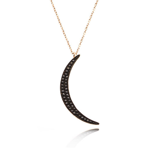 BLACK CRYSTAL MOON NECKLACE