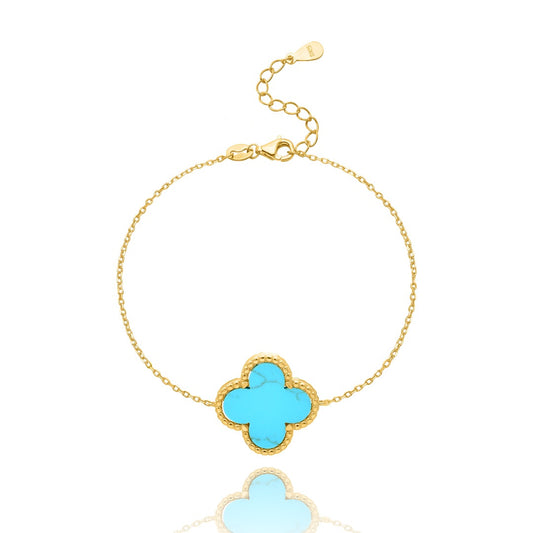 NAIA TURQUOISE CLOVER GOLD BRACELET